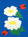 Daisy and Ladybugs Flag on Royal - 12 x 18 in
