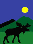 Moose Silhouette Flag on Navy - 3 x 4.5 ft