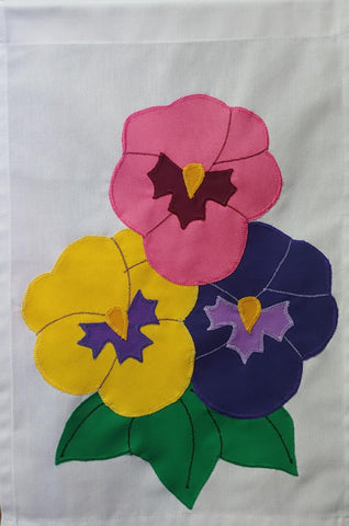 Pansies(Multi-colored) Flag on White - 12 x 18 in