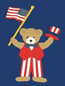 Patriotic Bear Flag on Navy - 3 x 4.5 ft