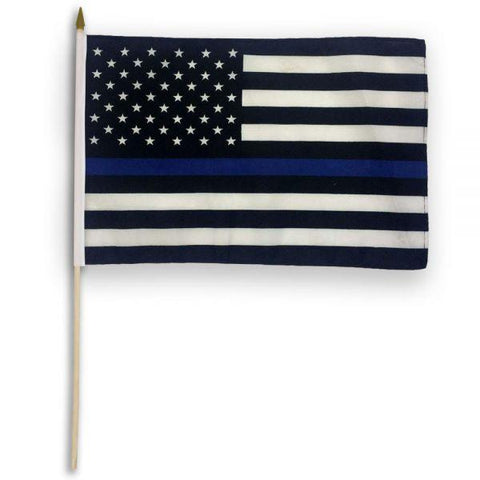 Thin Blue Line U.S. Stick Flag - 12 x 18 in