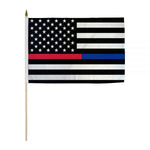 Thin Blue & Red Line U.S. Stick Flag - 12 x 18 in