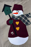 Snowman with Birdhouse Flag on Khaki - 12 X 18 in
