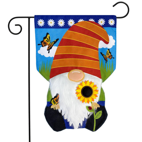 Home Sweet Home Gnome Burlap Appl'd Garden Flag -  12.5 x 18 in (double-sided)