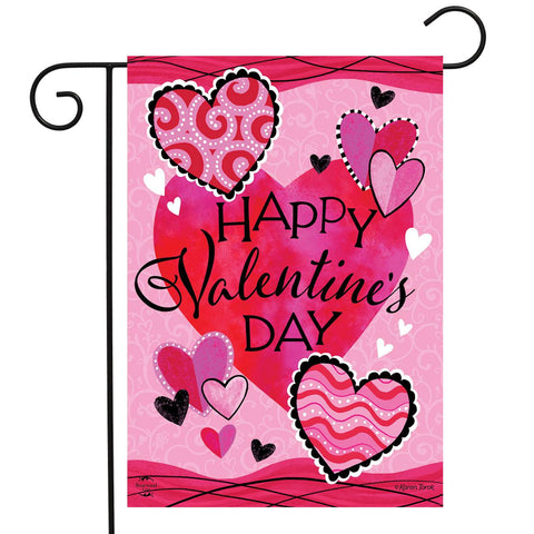 Patterned Valentine Hearts Flag - double-sided - 12.5 x 18 in