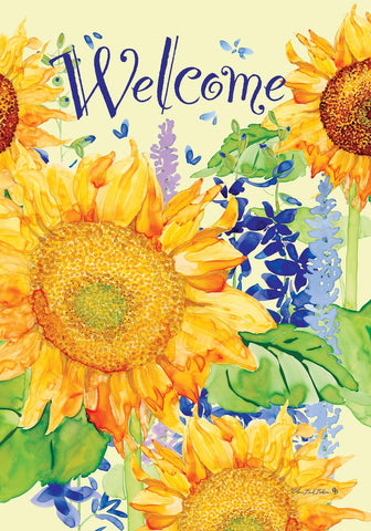 Happy Sunflowers Flag - 12 x 18 in Double-sided