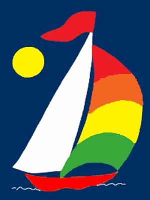 Sailboat Flag on Navy - 3 x 4.5 ft