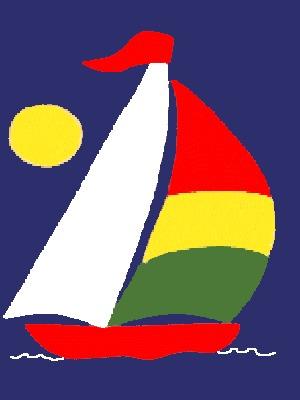 Sailboat Flag on Navy - 12 x 18 in