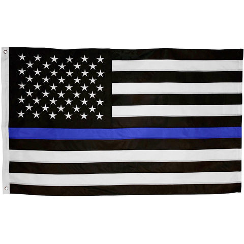 Thin Blue Line U.S. Flag - poly sewn -w/grommets- 3 x 5 ft
