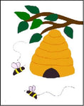 Tree Beehive Flag on Off White - 12 x 18 in
