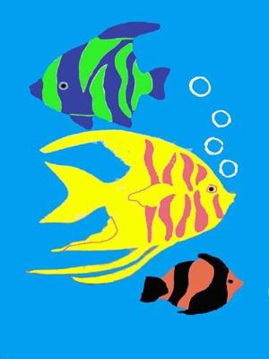 Tropical Fish Flag on Blue - 3 x 4.5 ft