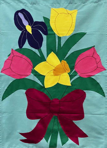 Spring Bouquet Flag on Mint Green - 28 x 40 in