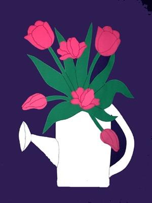 Watering Can Tulips Flag - 12 x 18 in