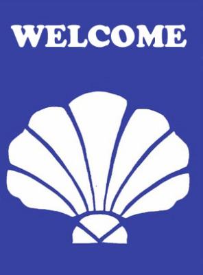 Scallop Welcome Flag on Royal - 3 x 4.5 ft