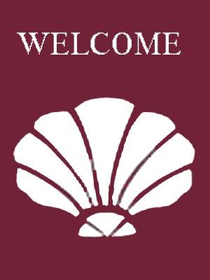 Scallop Welcome Flag on Burgundy - 12 x 18 inch
